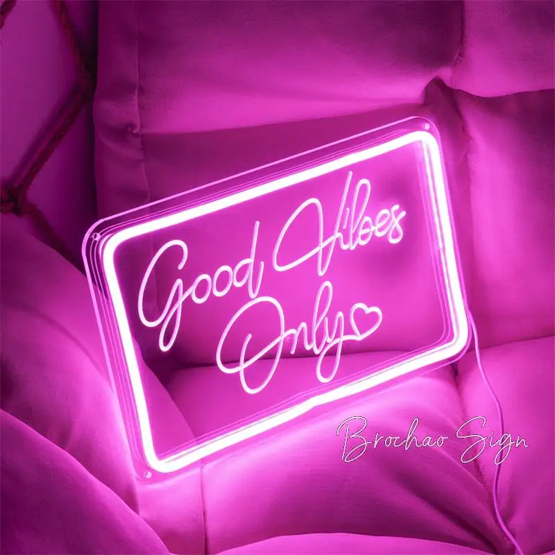 3D Carving Acrylic Neon Sign Good Vibes Only Personalized Neon Night Lights Wall Lamps Room Decor Bedroom Party Game Decoration