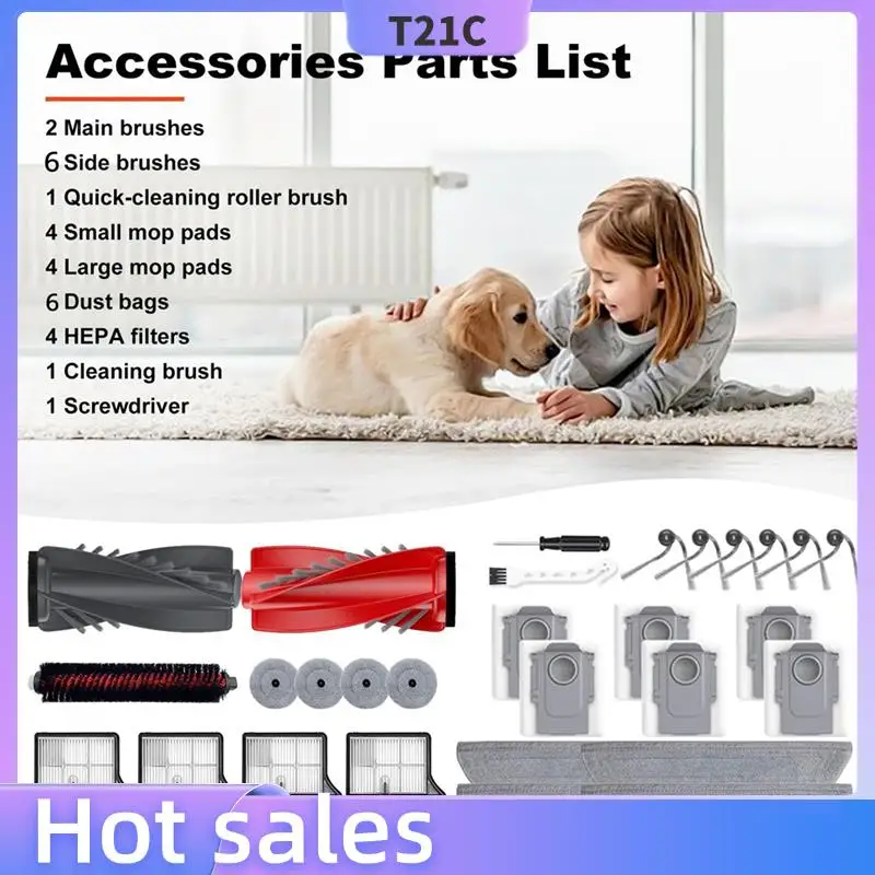 Filtro de bolsa de polvo de repuesto T21C, Cepillo Lateral, almohadilla de fregona, cepillo principal para Roborock Saros 10/G30, accesorios de piezas de Robot aspirador
