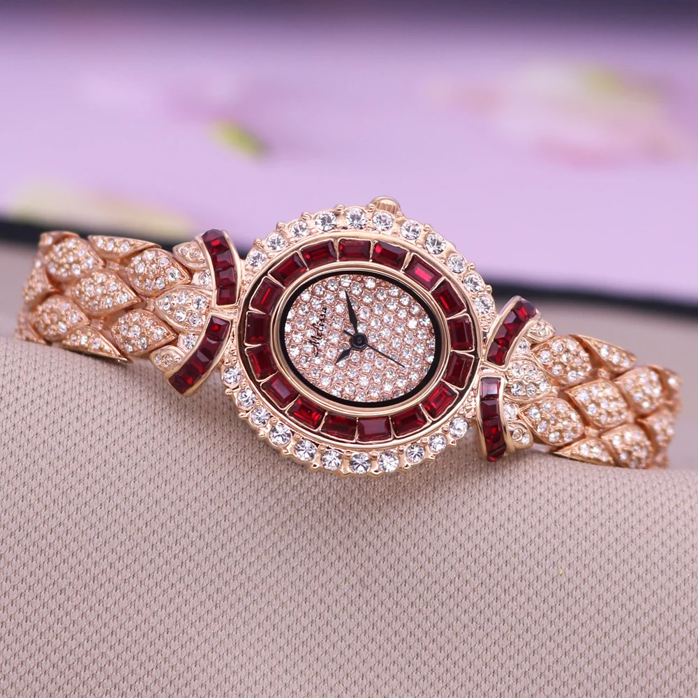 Luxury Melissa Lady Women\'s Watch Elegant Full Rhinestone Cute Fashion Hours Bracelet Crystal Clock Girl Birthday Gift Box