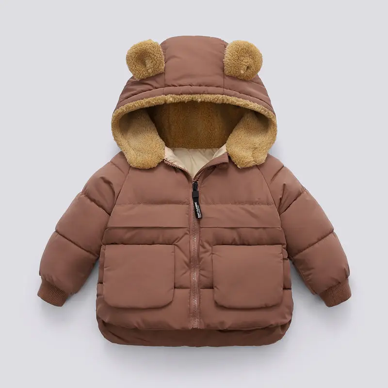 Winter Thickened warmth cotton overcoat for boys girls fashion versatile casual windproof down jacket 1-7 year old kids garments