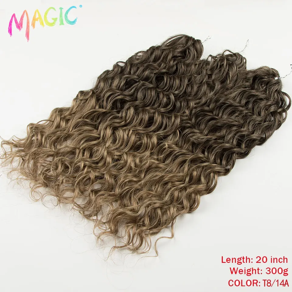 Magic Ombre Water Wave Häkelhaarverlängerungen, 20 Zoll, synthetisches lockiges Flechthaar, 3 Stück, braun, blond, Ombre für schwarze Frauen – Detail 11