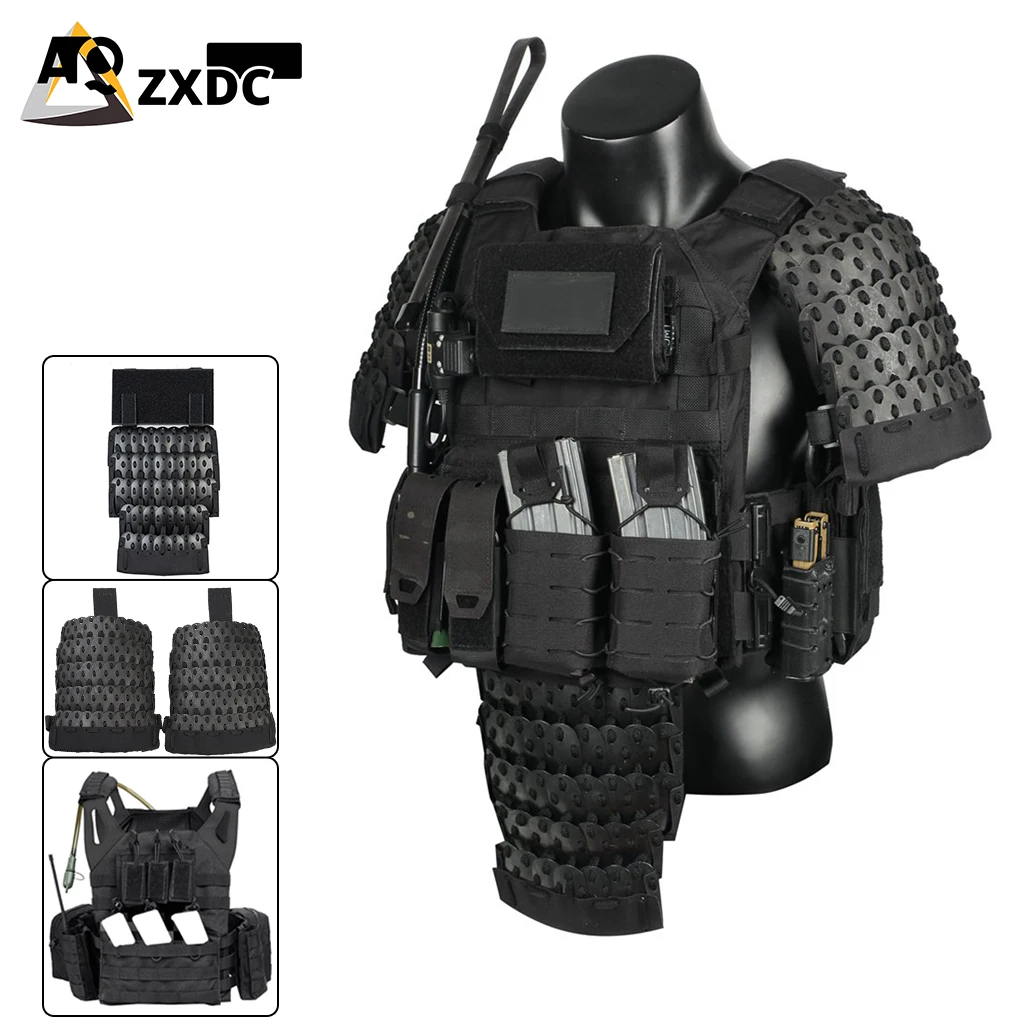 Lightweight Tactical Armor Vest set with Accessory Bag Water bag,  Stainless steel dragon scale, High Defense, shoulder armor