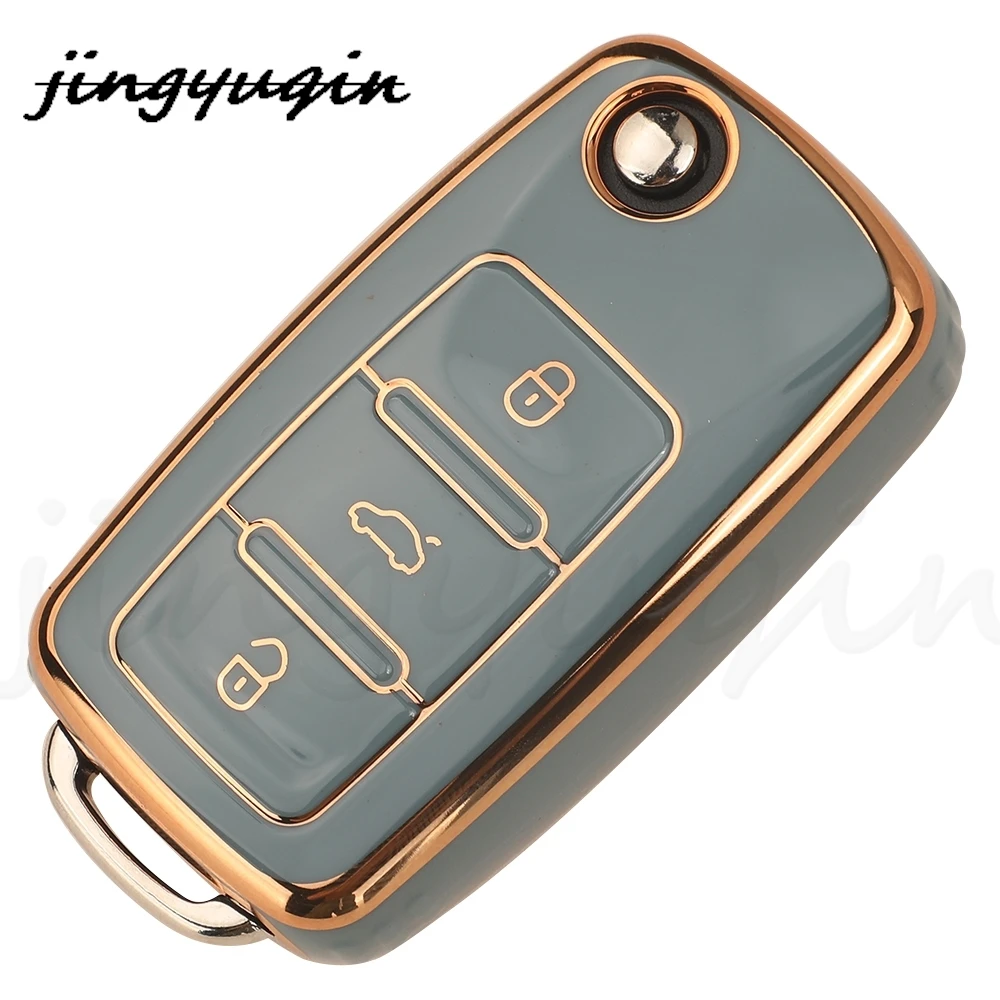 jingyuqin New Arrival TPU Car Flip Key Cover For VW Polo Golf Passat Tiguan Beetle Caddy Eos Skoda Octavia Seat Leon Altea