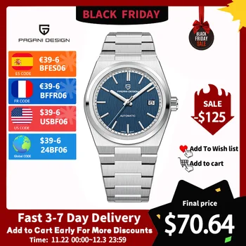 PAGANI DESIGN-NH35 ساعة ميكانيكية للرجال ، الفولاذ المقاوم للصدأ ، الياقوت ، ساعة رياضية ، ساعة أوتوماتيكية ، AR ، 10Bar ، 40 مللي متر ، جديد ، 2023