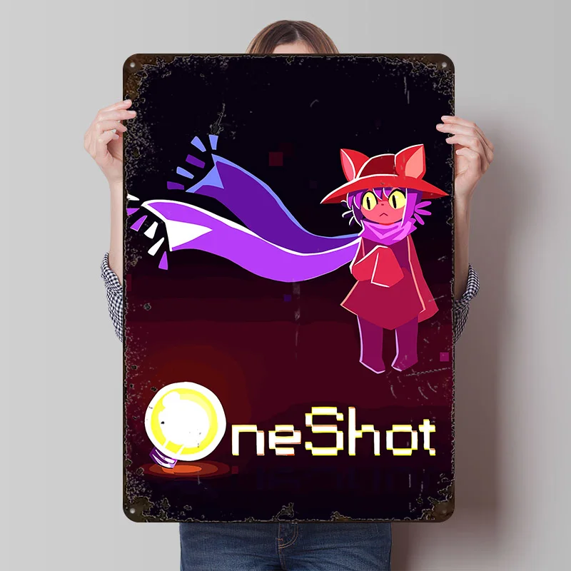 OneShot Spielcharakter-Poster Individualisierte Vintage Metallschilder Wandkunst Retro Blechschild für Heimdekoration Gaming-Dekor Zimmer