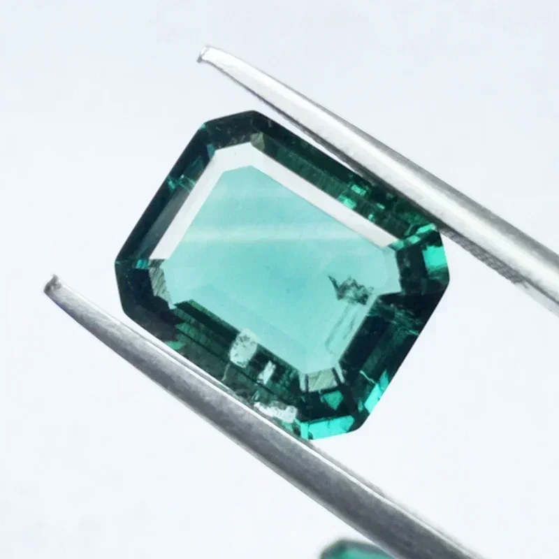 New Lab Grown Zambian Emeralds Hydrothermal Hand Cutting Emerald Cut with Cracks Inclusions Inside Selectable AGL Report