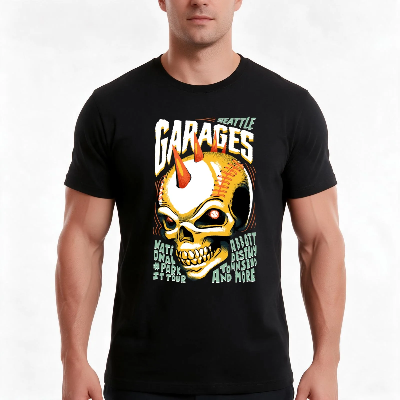 Seattle Garages T-Shirt, Summer Casual Cotton Tee, Oversized Streetwear Tops, Vintage Graphic Print, Loose Fit Short Sleeve