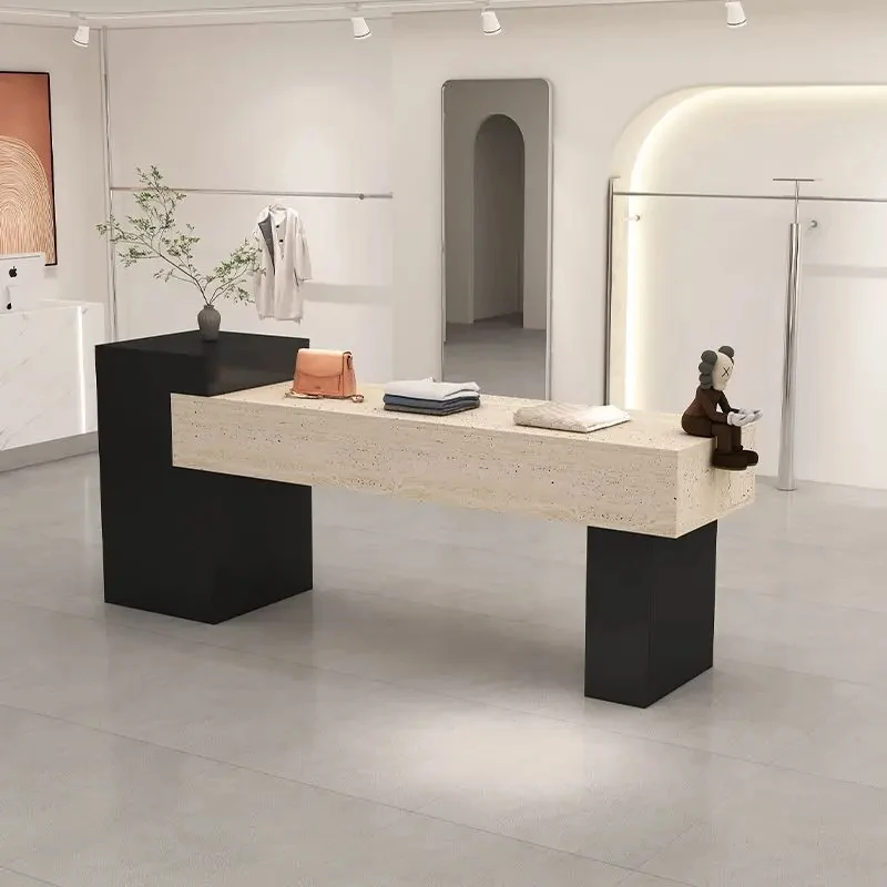 custom.Middle of Store Features a Flowing, Simple and Modern Display of Stone-patterned Display Cabinets