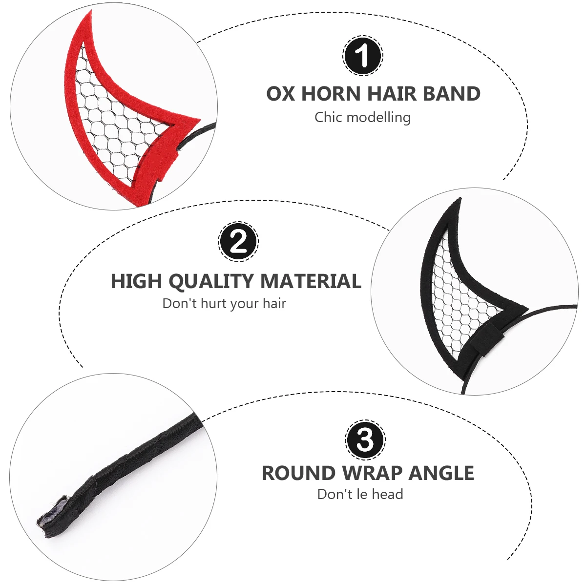 

2pcs Horn Headband Hair Bands Headdress Halloween Dark Retro Accessories Lightweight Comfortable Reusable