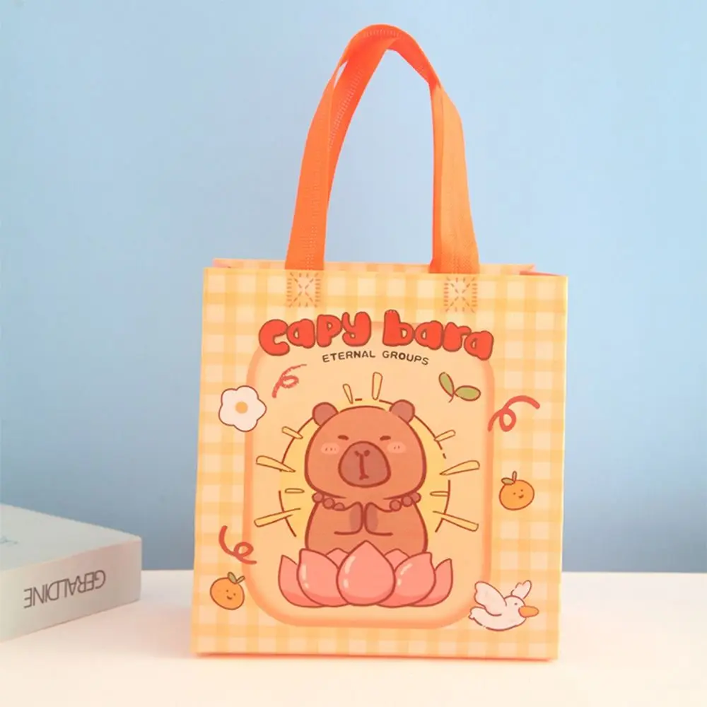 

Durable Cartoon Capybara Tote Bag Foldable Non-Woven Fabrics Handbag Portable Shopping Bag