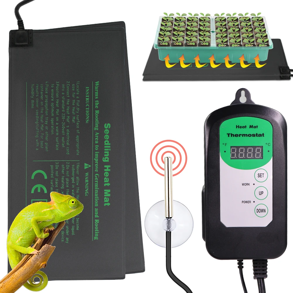 

Plants Heating Mats Reptile Heating Pad with Adjustable Digital Thermostat Controller for Garden Seedling Germination Warm Pad