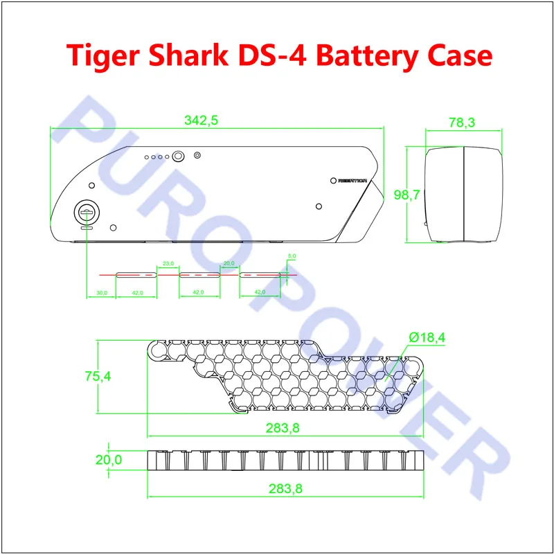 Obudowa baterii rekina tygrysiego Tiger Shark DS-4 DS-6 puste pudełko 10 s4p 13S 5P taśmy z niklu 10S 13S 30A BMS DS4 DS6 na DIY akumulator EBike