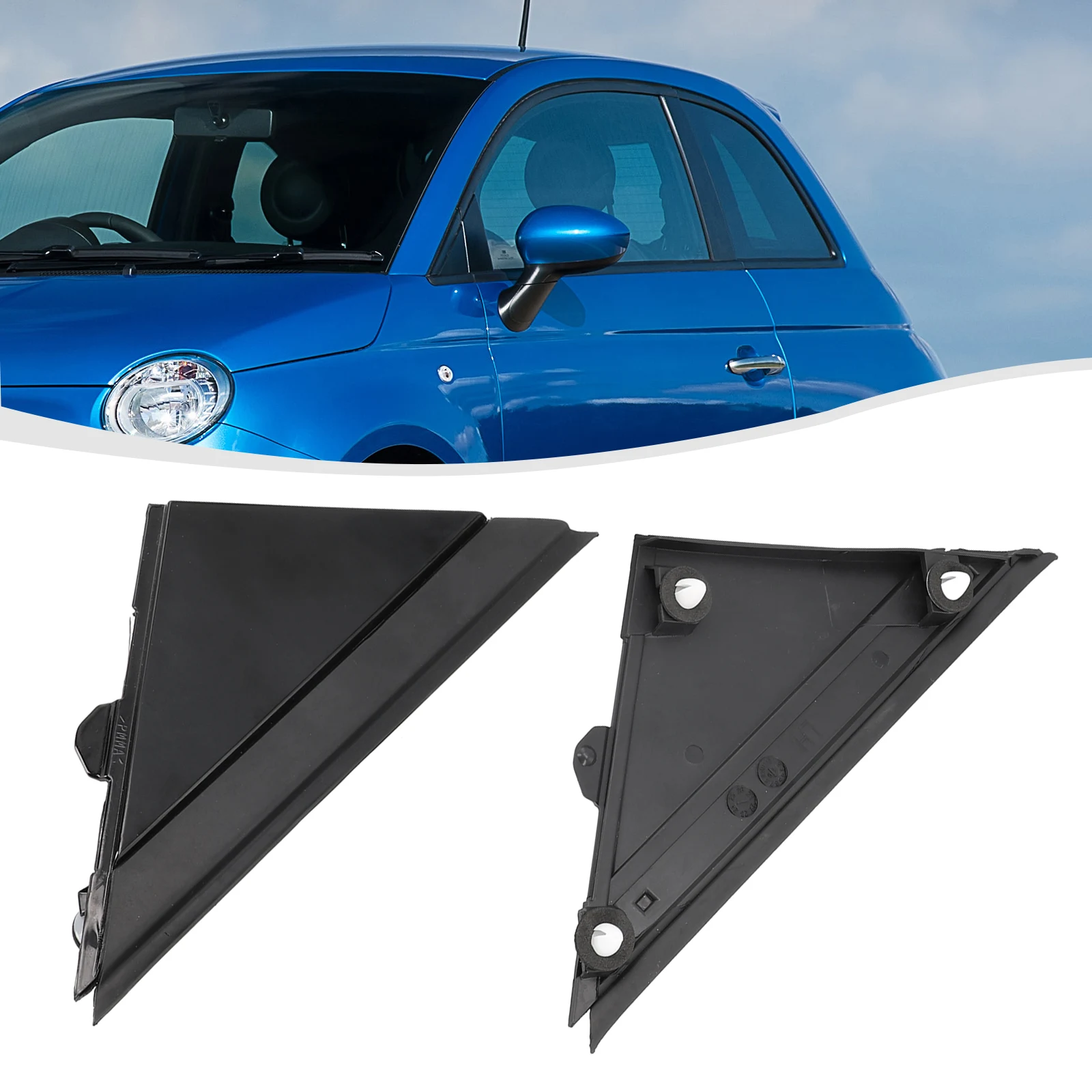2pcs Door Mirror Flag Cover Moldings Compatible With For Fiat 500 2012 Through 2019 Front Left And Right Mirror