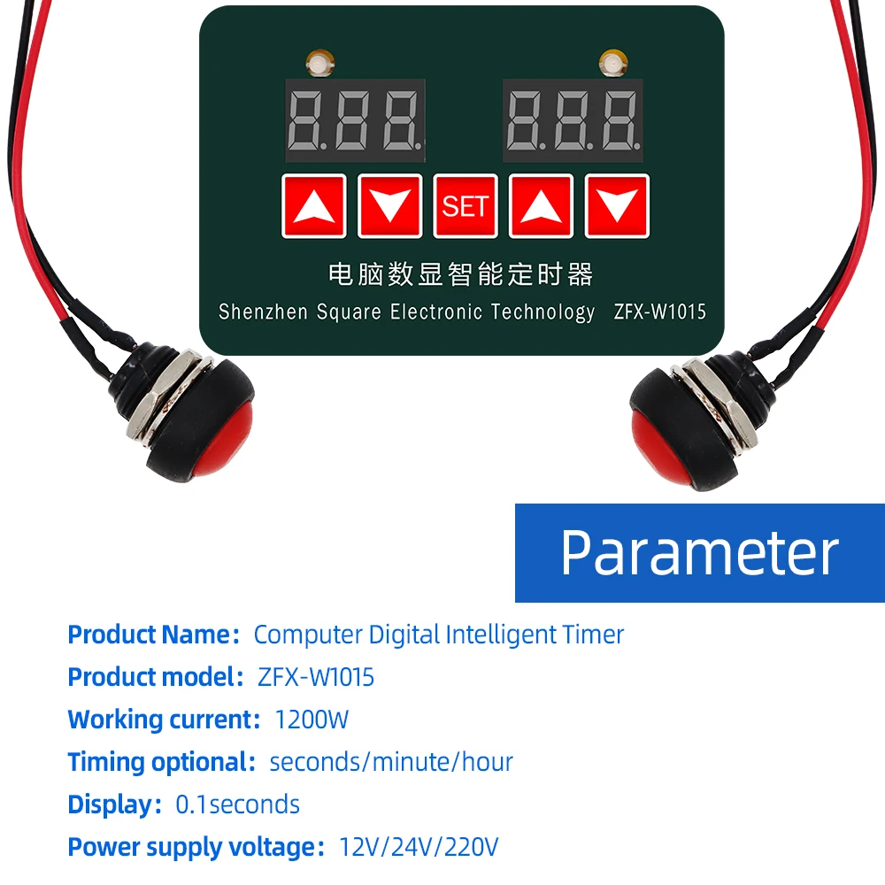 12V 24V 220V Microcomputer Digital Display Intelligent Timer Adjustable Electronic Thermostat Temperature Controller ZFX-W1015