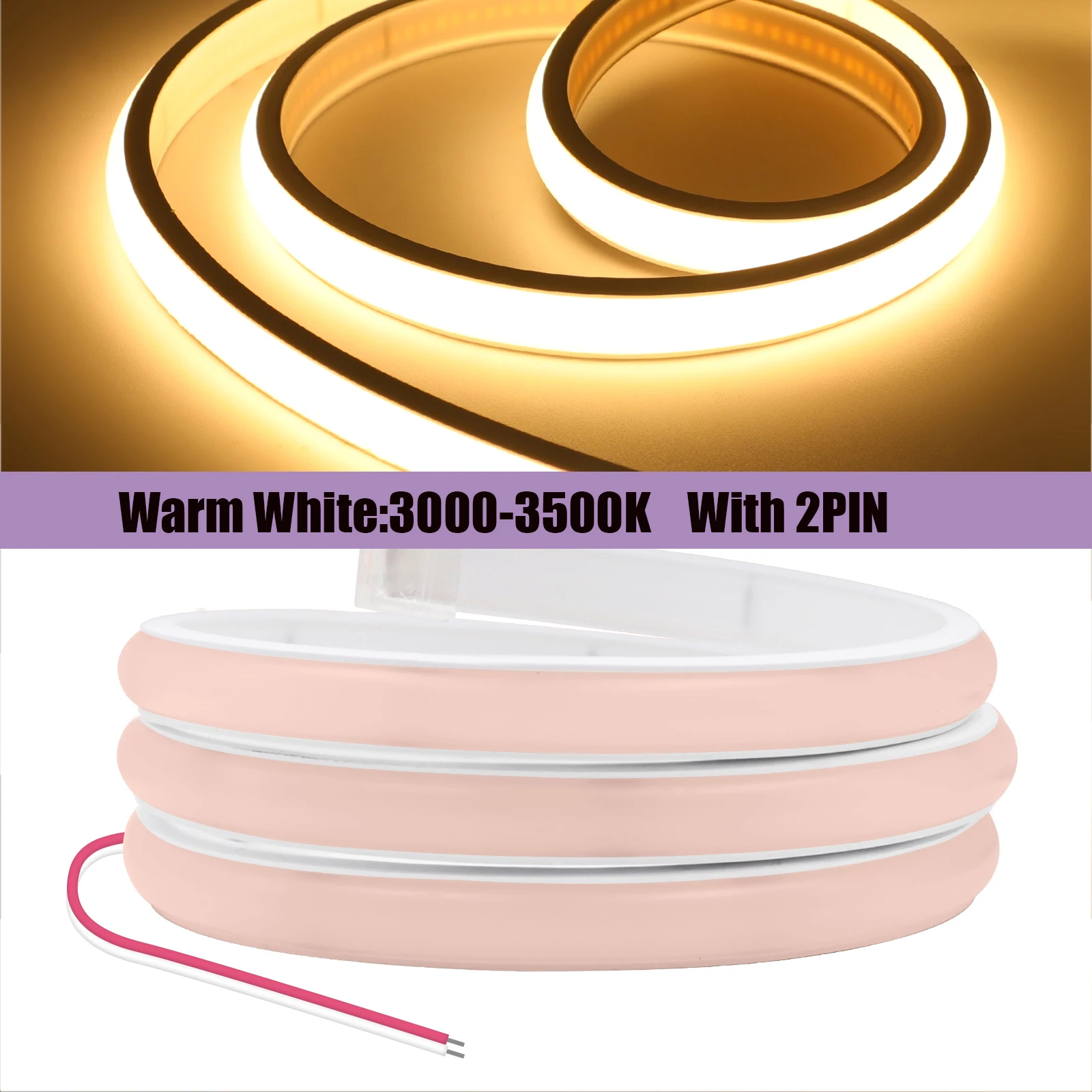 12V 24V 320Leds/M COB Neon Strip Waterdicht 3000K 4000K 6000K Home Decor Hoge Helderder flexibele Lint Touw LED Licht 0.5M-20M