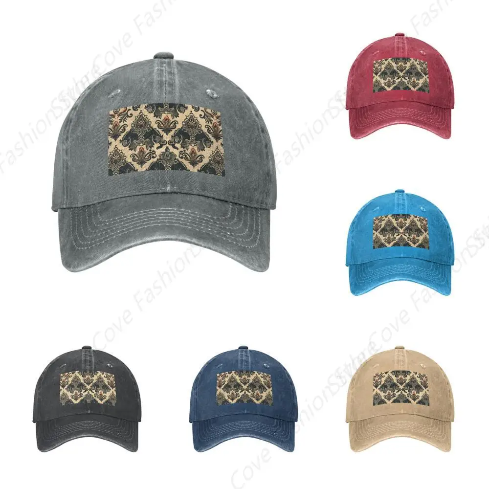 Hot-Selling Retro Asian Elephants Printing Hat Cowboy Cap Peaked Caps Fashionable Adjustable Men Women Outdoor Sun Visor