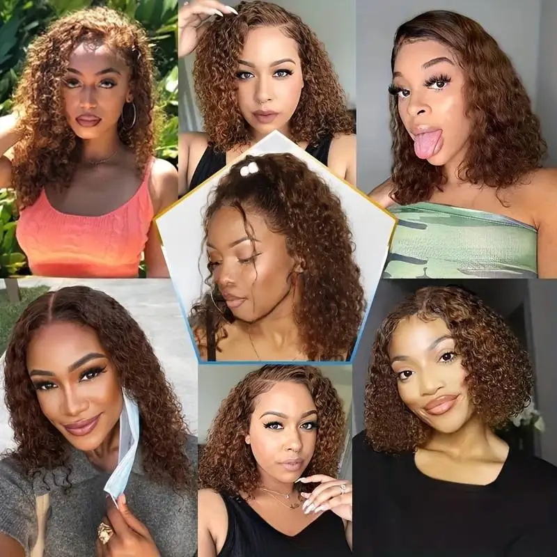 الشوكولاته براون الدانتيل الجبهة الباروكات مجعد موجة البرازيلي الملونة 34 بوصة 13x6 براون الدانتيل الباروكة الأمامية 100% خصلات الشعر المستعار الإنسان للنساء