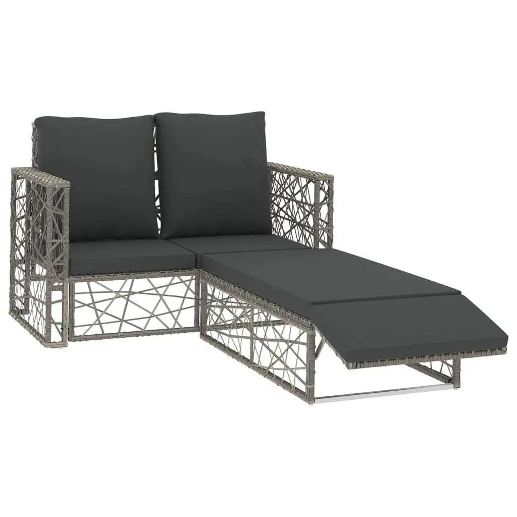 Outdoor Sofa Set Poly Rattan 2 Piece with Comfortable Cushions Gray Garden Patio Lounge Furniture, Customized
