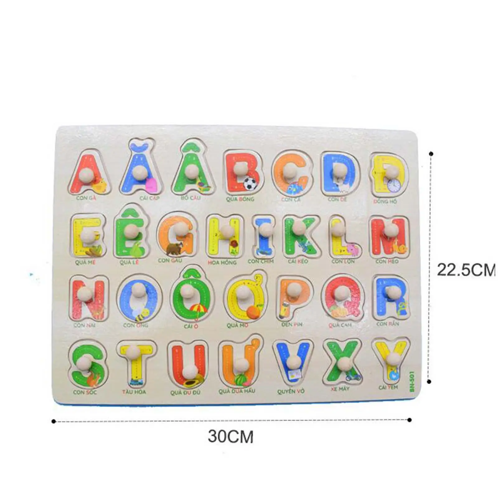 Vietnamese Letters Wooden Learning Puzzles Board Alphabet Toys for Children