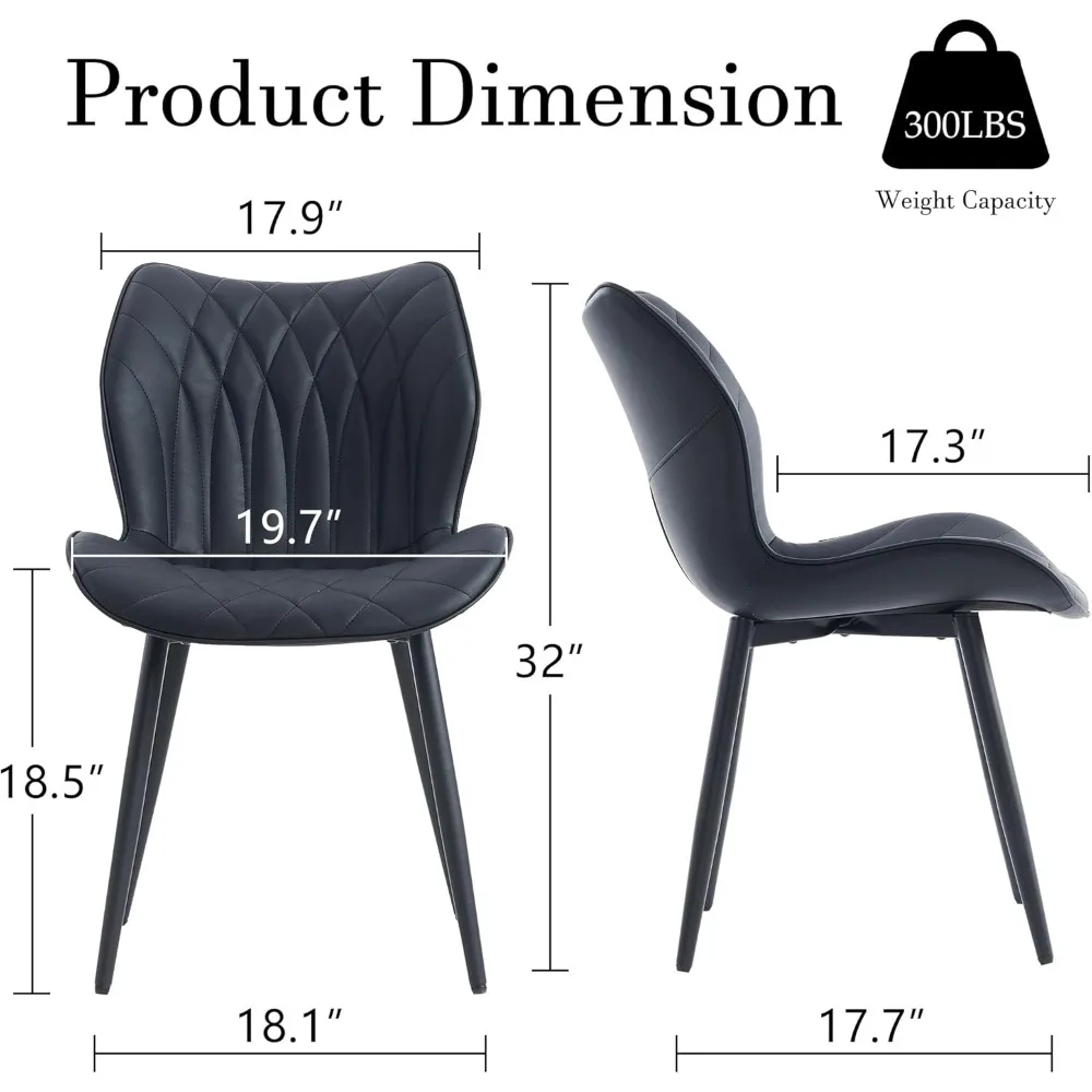 Conjunto de cadeiras de jantar com 2 cadeiras estofadas e confortáveis de couro sintético para sala de jantar, meados do século, cozinha moderna, sala de estar