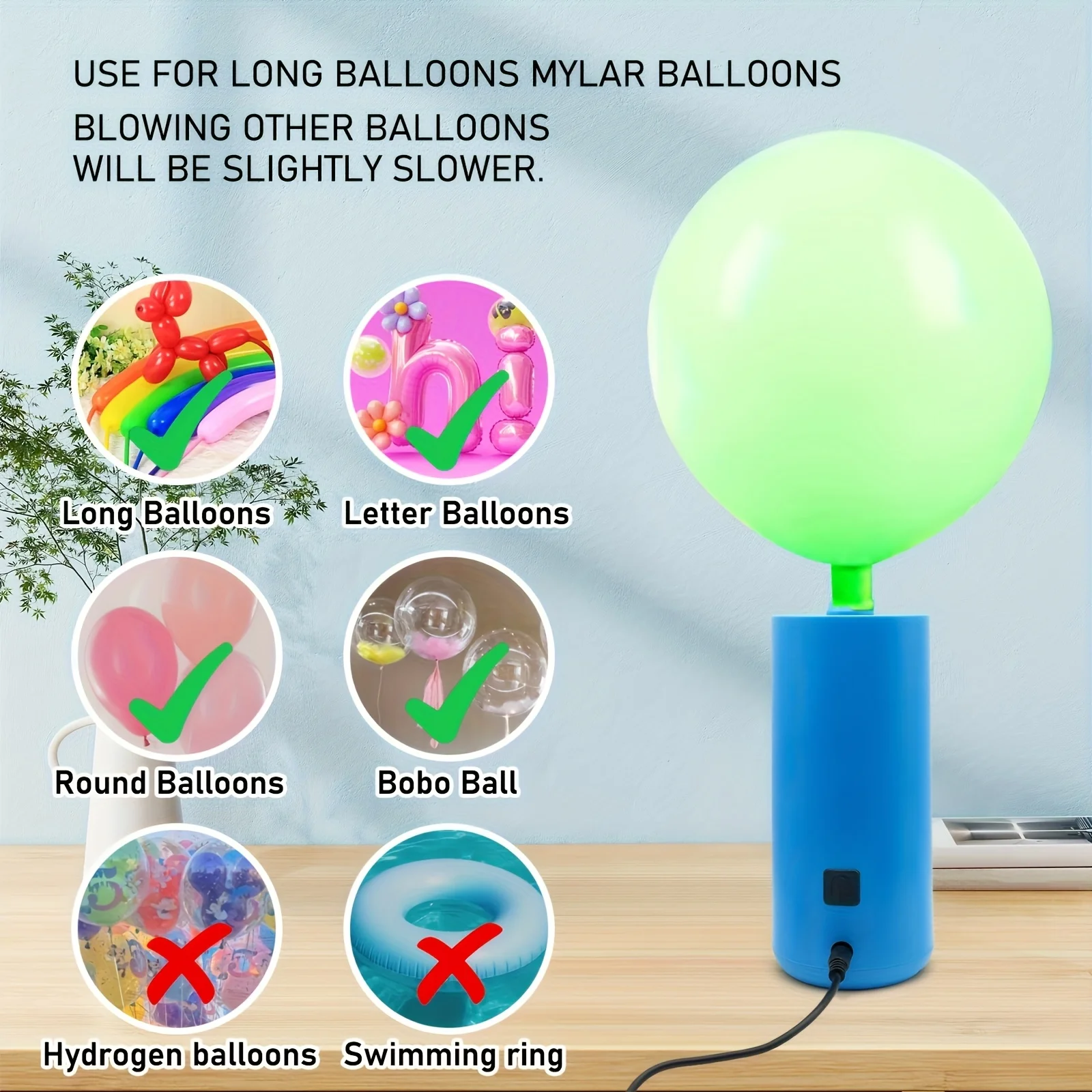 Насос для воздушных шаров, электрический воздушный насос, портативный воздушный шар, портативный полосовой насос для воздушных шаров, майларовый насос для вечеринки, свадьбы, дня рождения