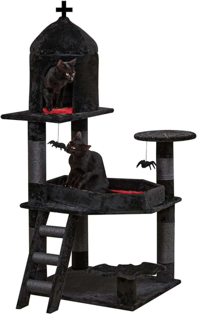 

Cat Tree w/ Coffin Bed，55" Cat Tower w/ Spacious Cat Condo，Scratching Posts，Multi-Level Cat Activities Furniture for Large Cats