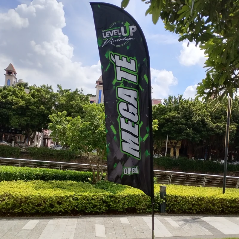 4M Feather Flag Customized Logos Double Side For Outdoor Promotion Event Flag Beach Flags Customized Color Full Printing Flags