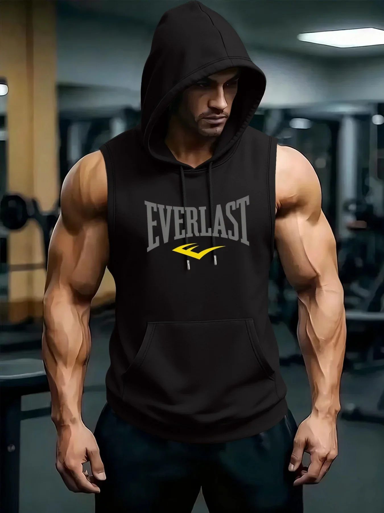 2026 Neue Herren Fitness- und Bodybuilding-Sportweste Ärmelloses T-Shirt Herren Laufweste mit Kapuze – Detail 17