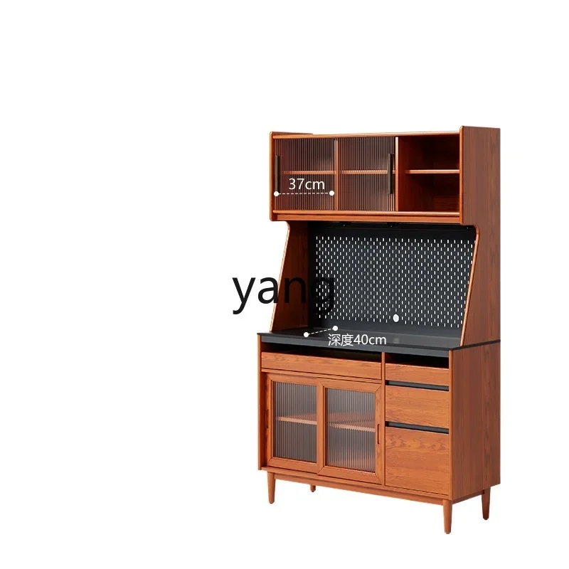 

LMM solid wood dining side cabinet integrated kitchen multi-functional rock slab rack