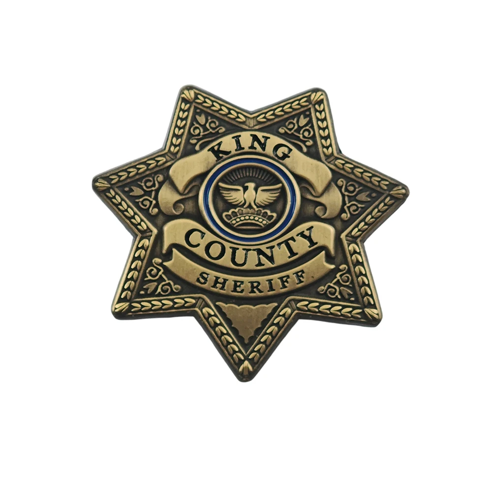 The W-Walking D-Dead Rick Grimes Metal Brooch King County Sheriff Badge Seven Point Star Pin TV Fans Cosplay Costume Prop Gift - view 6