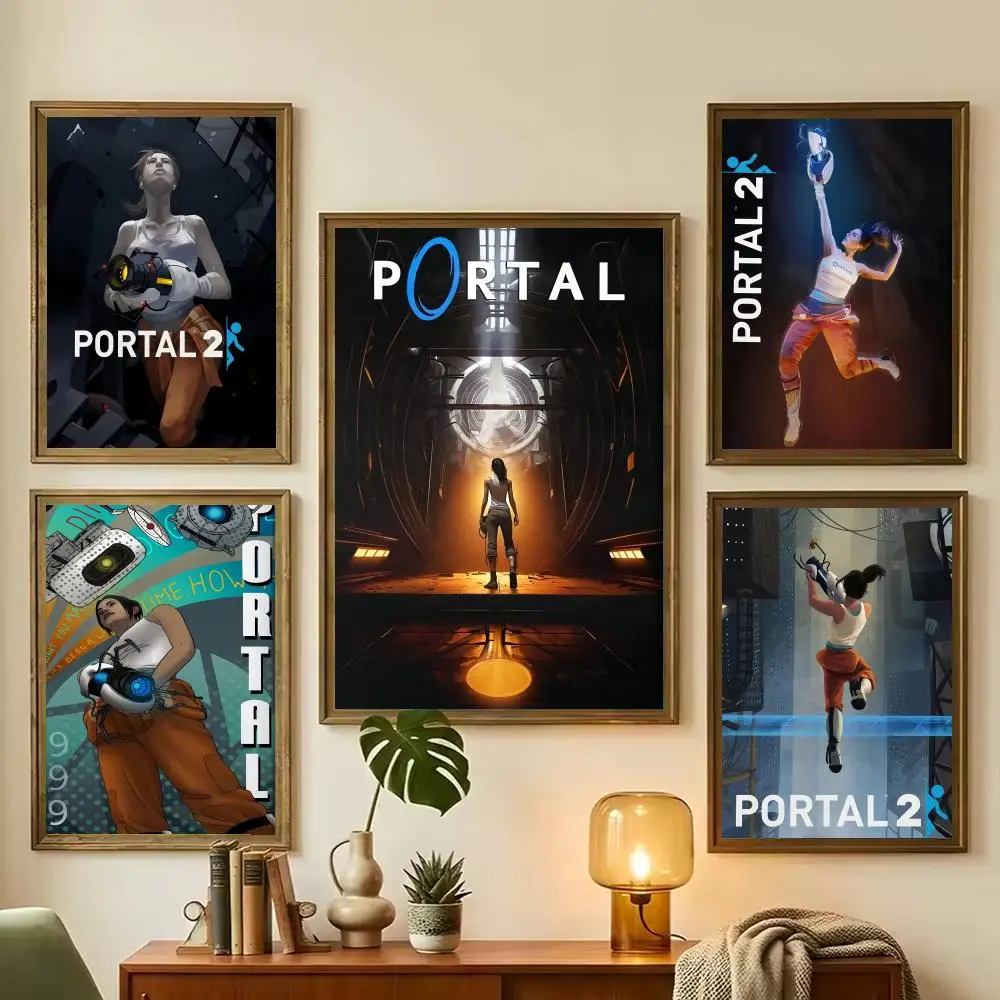 Famous Game P-Portal 2 Poster Decorative Wall Art for Living Rooms, Bedrooms, Bars & Cafés, Stylish Home Décor Gift