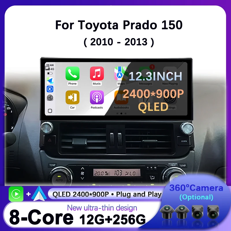 

For Toyota Land Cruiser Prado 150 2010-2013 Wireless CarPlay Android Auto Car Radio Multimedia DSP Stereo Navigation GPS 4G WIFI