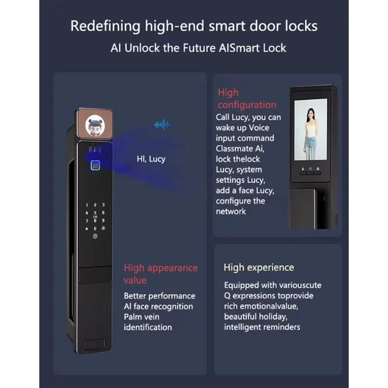 STLF Tuya 3d Smart Door Lock  AI Voice Interaction Fully Automatic Electronic Digital Biometric Fingerprint Smart Locks