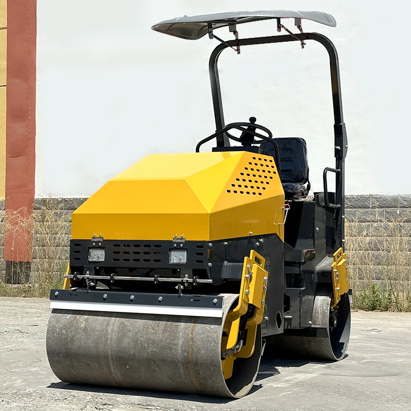 Mini rouleau de route de 1 tonne, compacteur vibrant pour le travail de tranchée d'aménagement paysager et la réparation de petites routes