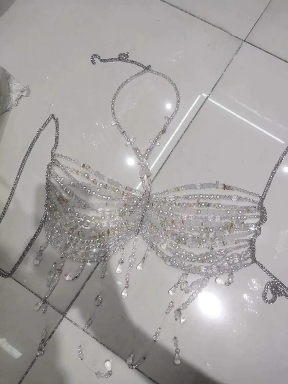 

Bead Bralette With Tassel Women Hot Sexy Body Chain Vest Hollow Out Tank Top Holiday Beachwear Crop Topsy 2k
