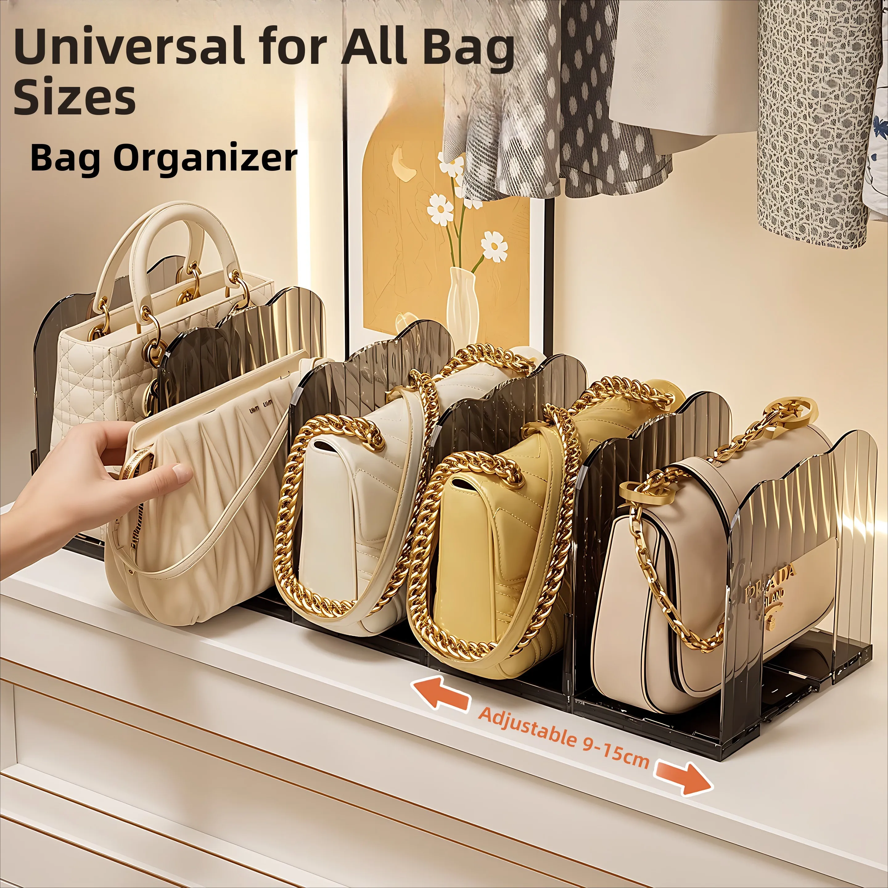 

Расширяемый органайзер для сумок, пылезащитный разделитель для сумок-тоут, экономия места для хранения в домашнем гардеробе C4580