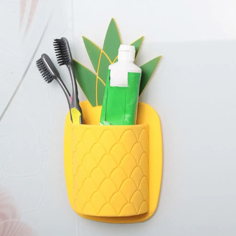 Toothpaste Silicone Storage Shelf Storage Box Versatile Pineapple-shaped Bathroom Organizer Toothbrush Holder Storage Shelf Wall