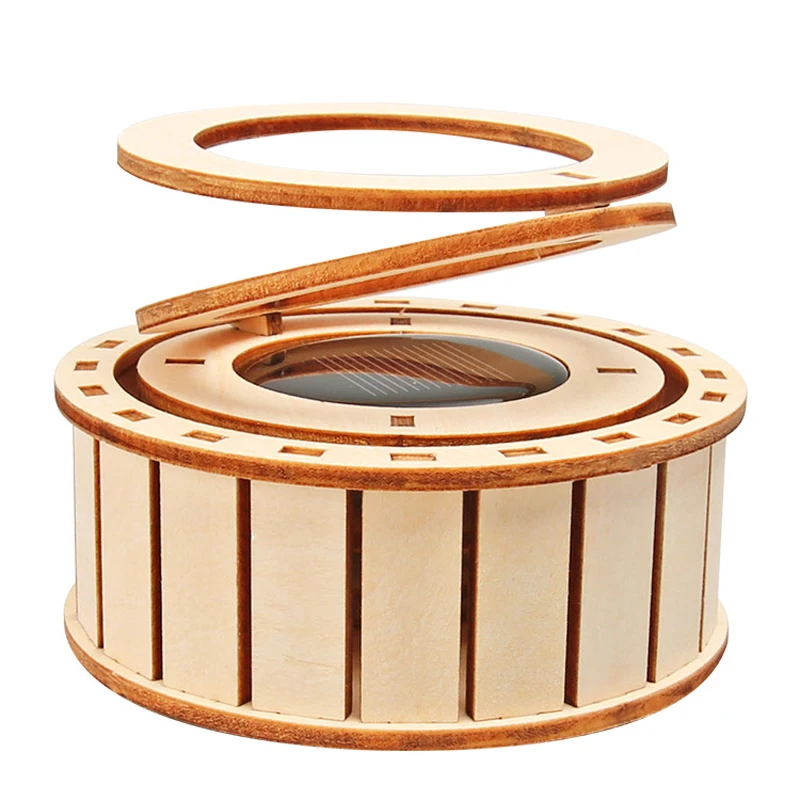 Wooden Solar Energy Ring Rotation Kids Science Toy Funny Technology Physics Kit Educational Toys for Children Learning Toy