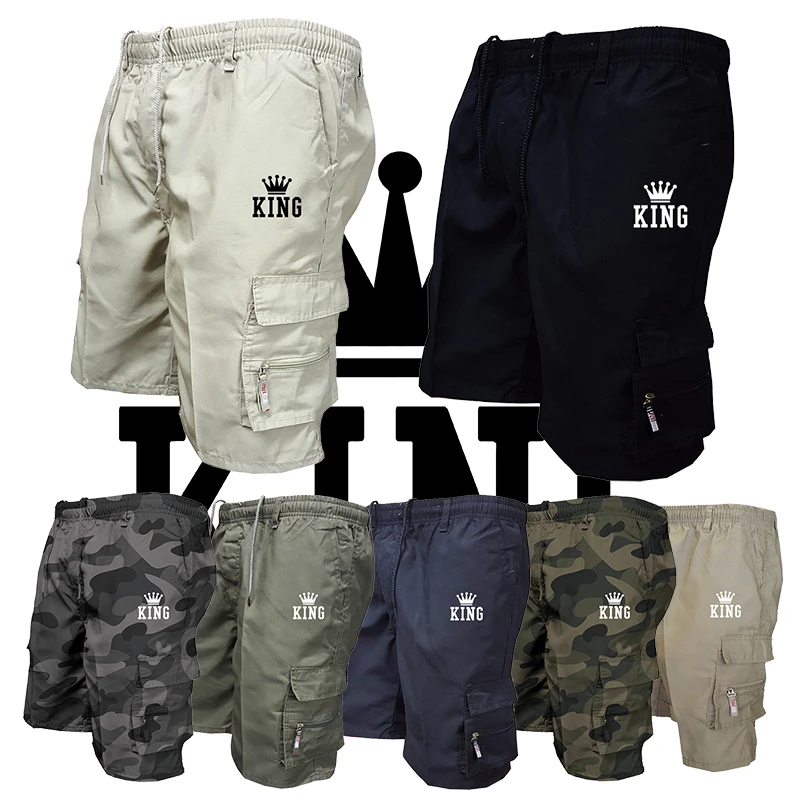 Monos de camuflaje para hombre, pantalones cortos de camuflaje informales sueltos, talla grande, multibolsillos, cinco puntos, novedad