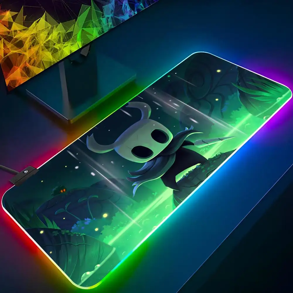 Imagem -04 - Hollow Knight Rgb Mouse Pad Desk Decor Laptop Mat Backlit Gaming Mousepad Teclado Gamer Girl Table Pads Xxl