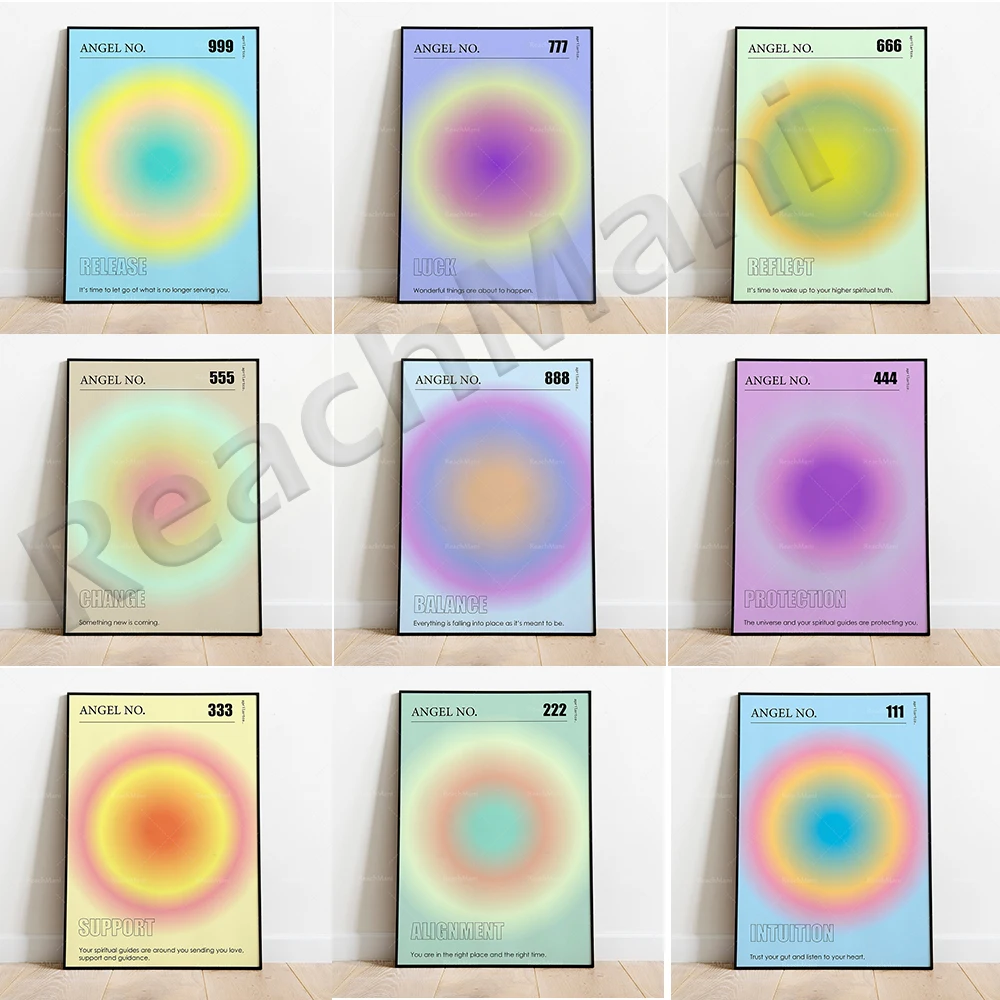 

Angel digital retro halo gradient, mindfulness, affirmation poster, 70s positive energy, Y2K danish aesthetic pastel decoration