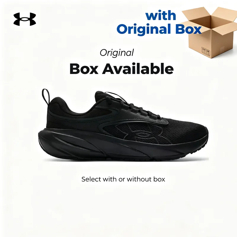 Under Armour 6010459‑002 Men Black Running Shoes Breathable Lightweight Comfort Sport Sneakers
