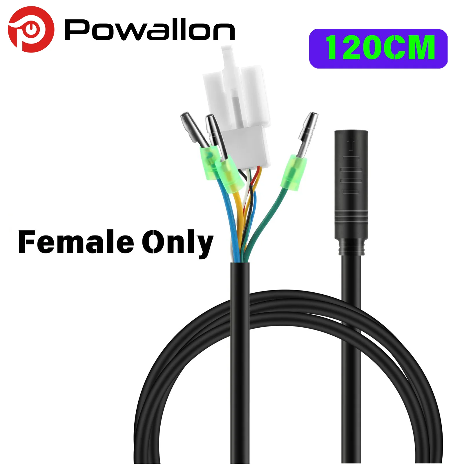 AliExpress NONE 9 PIN EBIKE Wheel Hub Motor Cable, E-BIKE Extension Wire with Waterproof Port, 60cm/120cm, Golden and SM Plug Optional