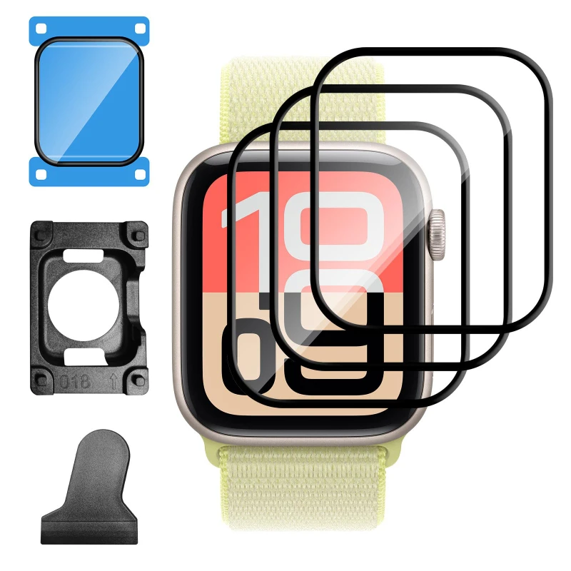 1-5PCS Screen Protector For Apple Watch Series 11-10 9-8-7-6 5 Se ultra 4/3/2 49mm 42-46mm 41mm 45/40 44mm Positioning Tool+film
