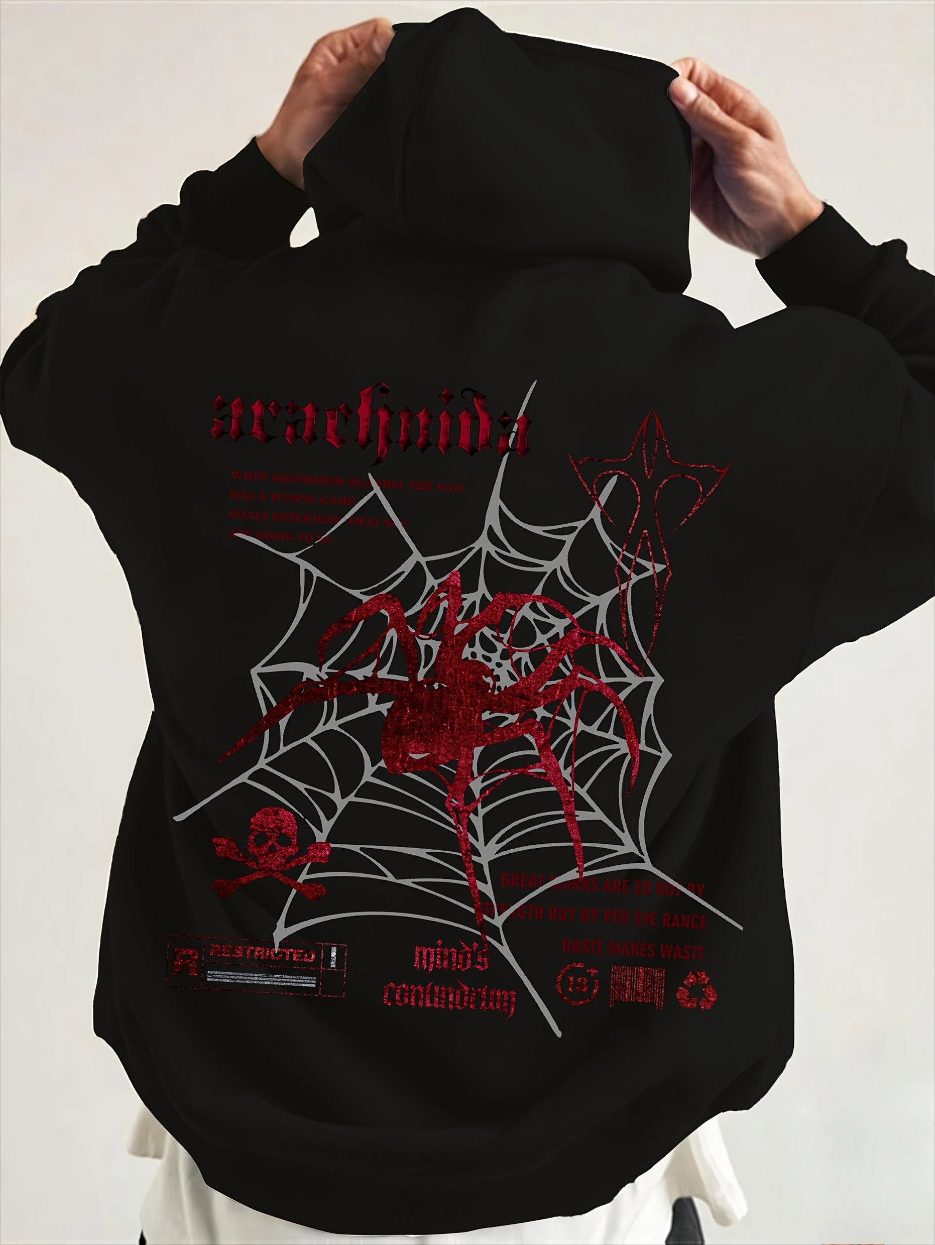 

Осенние и зимние мужские и женские толстовки с графическим принтом паука, повседневные свободные уличные спортивные тренировочные брендовые модные тенденции