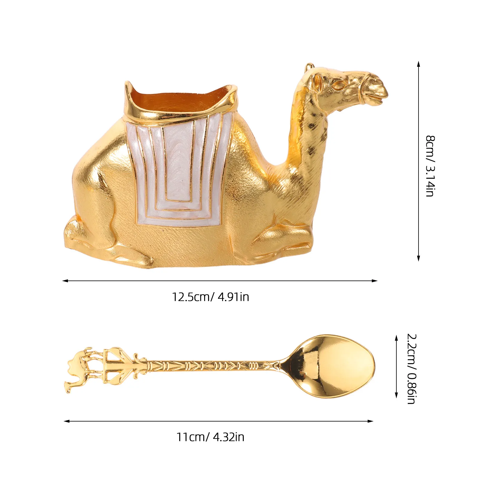 1Set Luxury Dessert Spoons Set with Camel Base Holder Zinc Alloy Coffee Tea Stirring Spoons for Espresso Demitasse Sundae Mousse