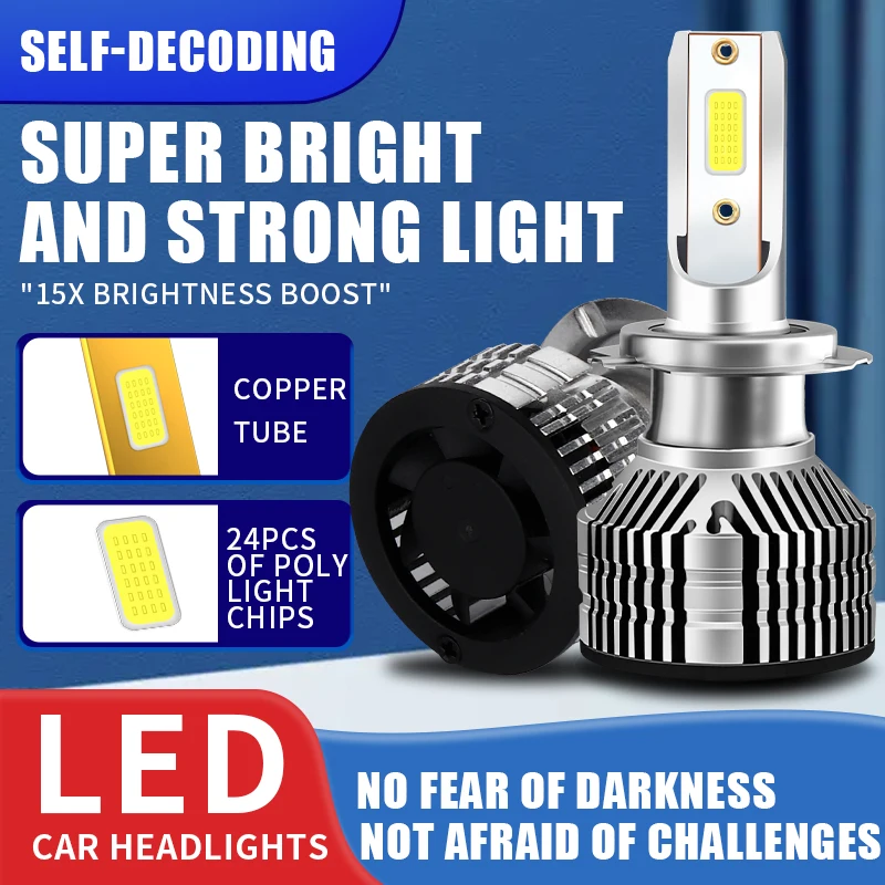 

2X H4 H7 H11 H8 9005 9006 H1 H3 9012 HB2 Led Car Headlight Bulbs 12V Light Fog Lamp Auto No Error Lights