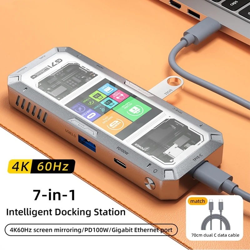 7-in-1 USB-C Docking Station with Smart Display and 100W PD