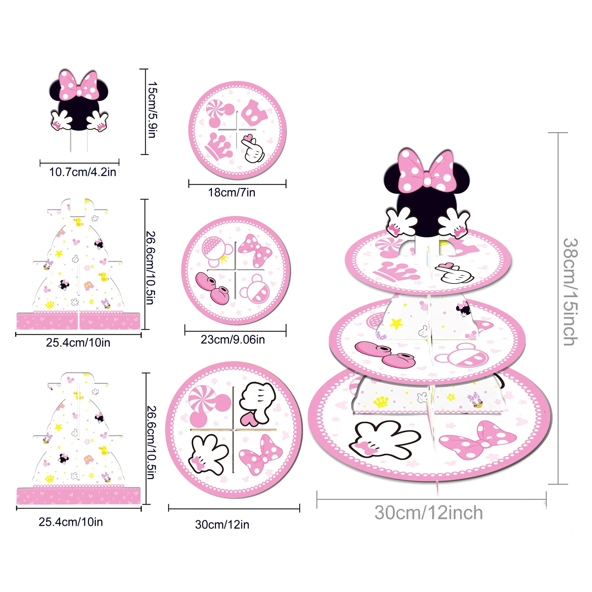 Disney Minnie Mickey Mouse Cake Stand Party Decorations For Baby Shower Kids Favors Cake Flag Anniversaire Party Cake Supplies