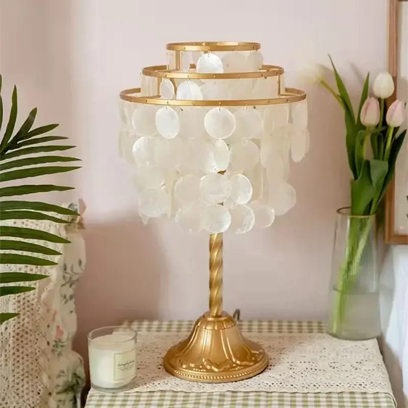 Vintage Shell Pendant Lights Retro Hotel Restaurant Shop Shell Decor Chandelier Living Room Cozy Hanging Lamp For Room Decor